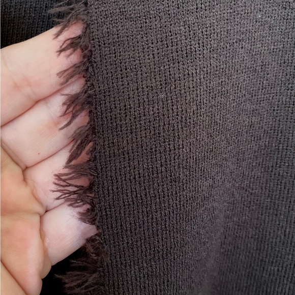 Eileen Fisher sweater brown cardigan open front fringe italian yarn - Picture 5 of 6